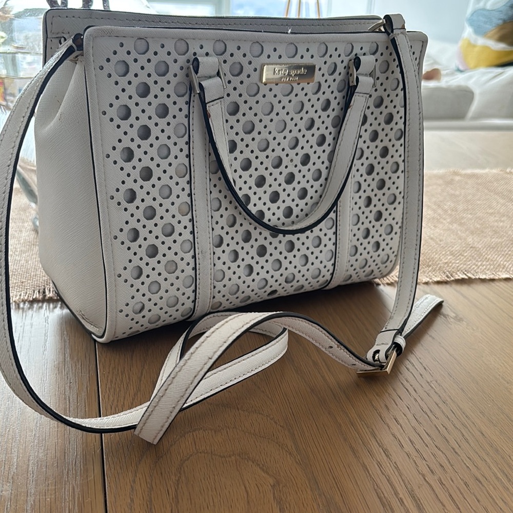 Kate Spade White Perforated Tote Bag
